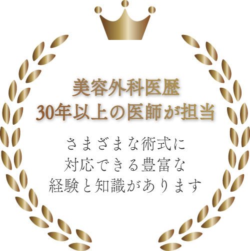 美容外科医歴30年以上の医師が担当　様々な術式に対応できる豊富な経験と知識があります